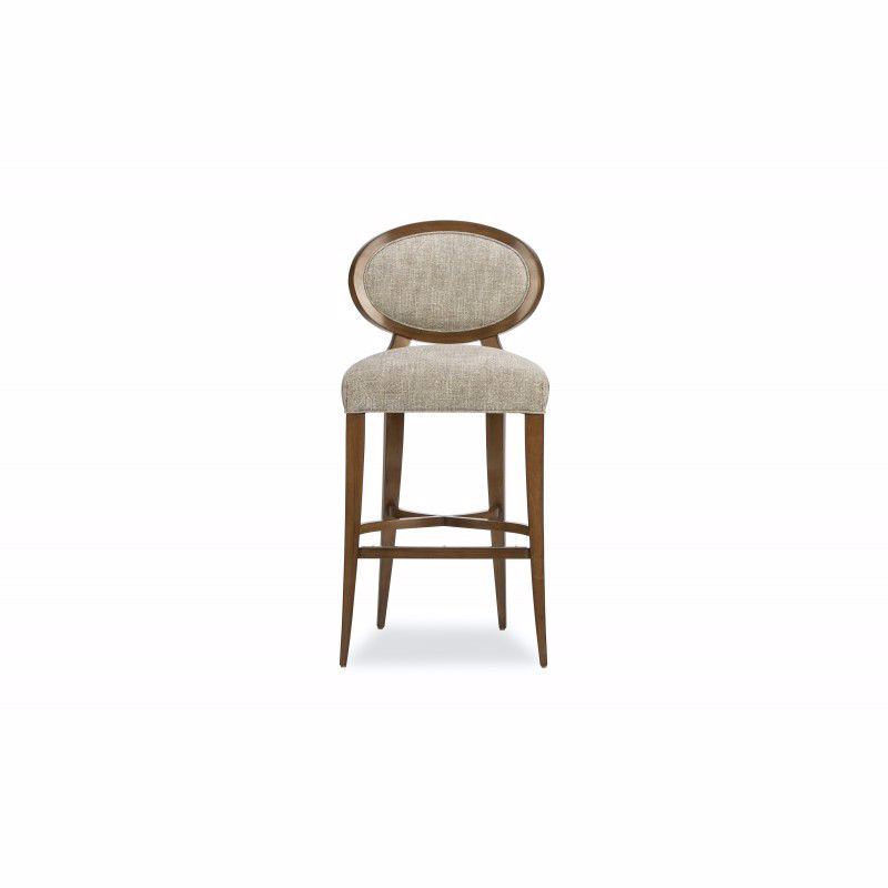 Oval Back Counter Stool in Navy Chevron + Birchette Wood Finish