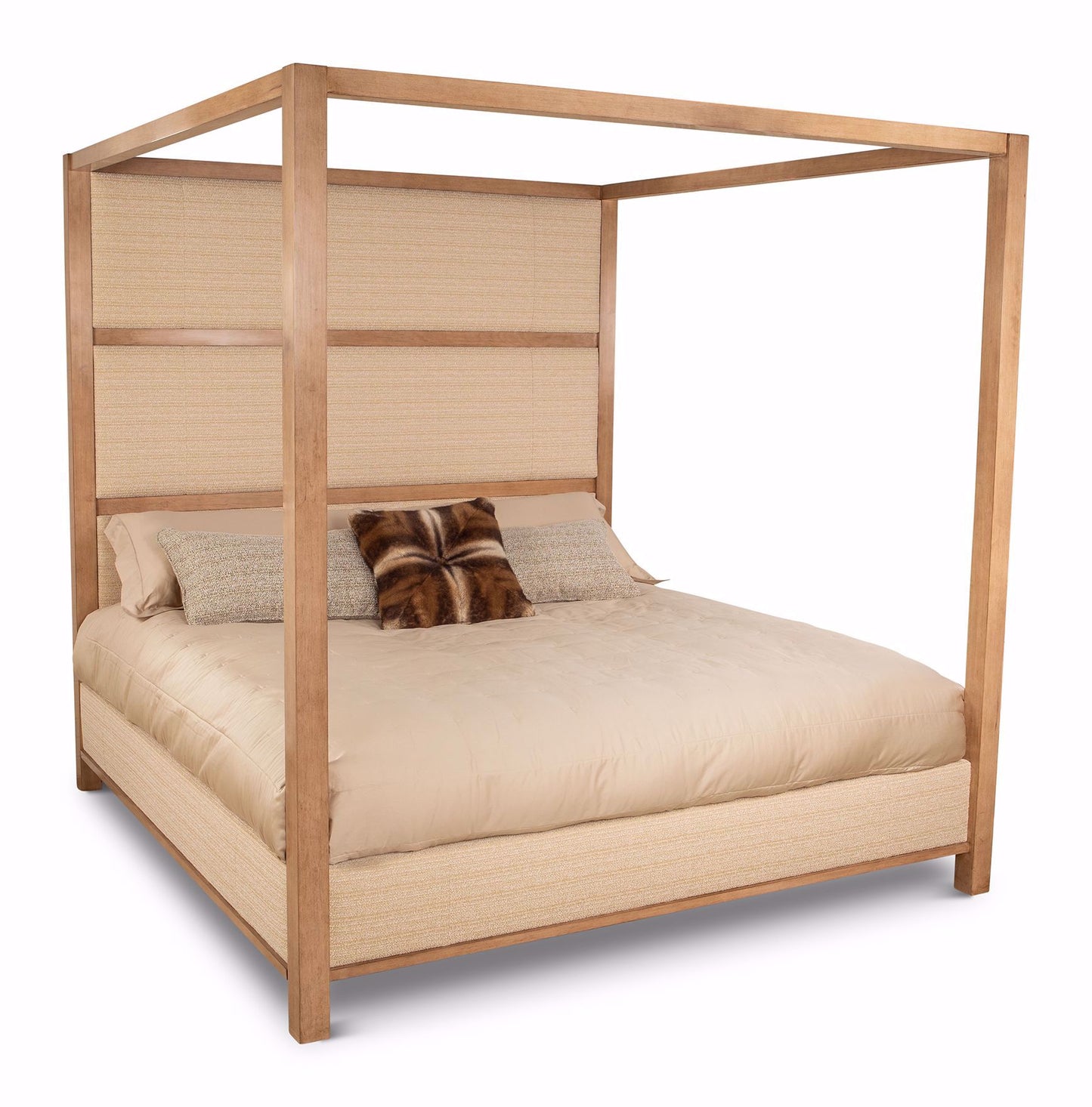High-Back Canopy bed in tan + Naturalle, King