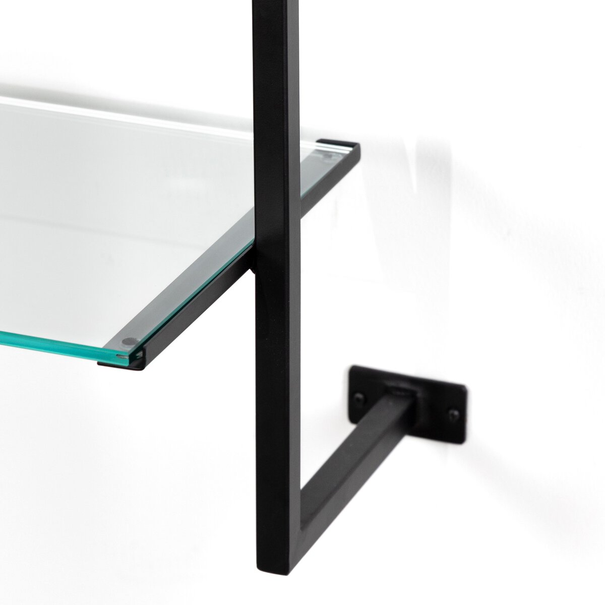 Satin Black and Glass Wall Shelf