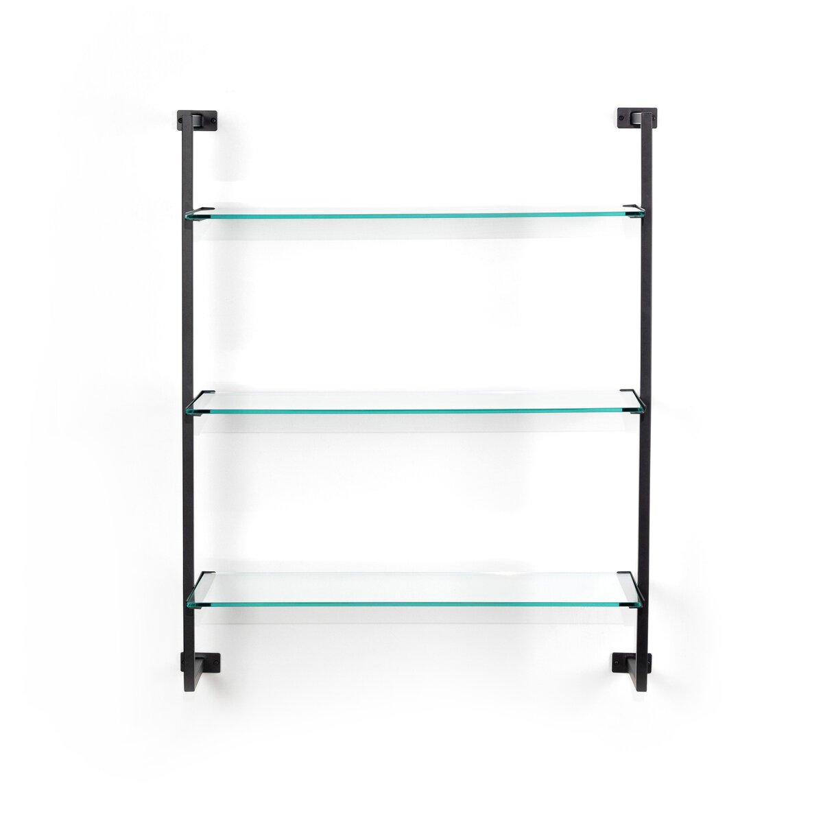 Satin Black and Glass Wall Shelf