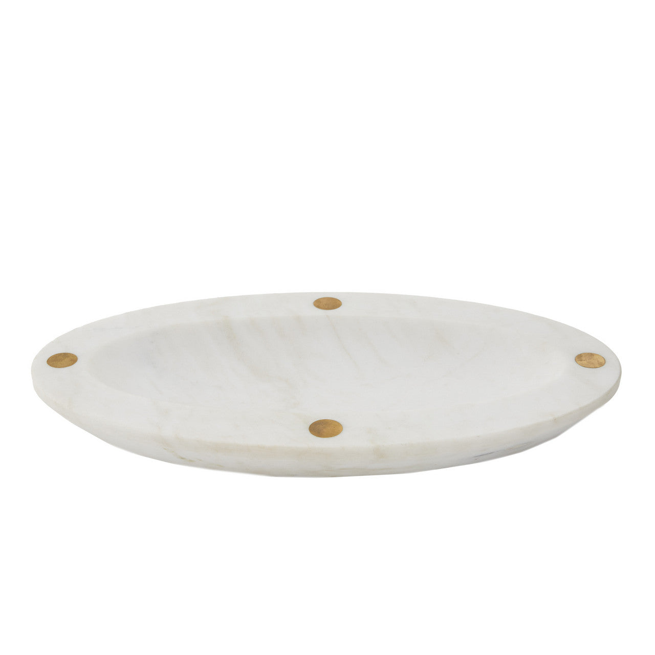 Marble Centerpiece Bowl with Brass Dotted Inlay
