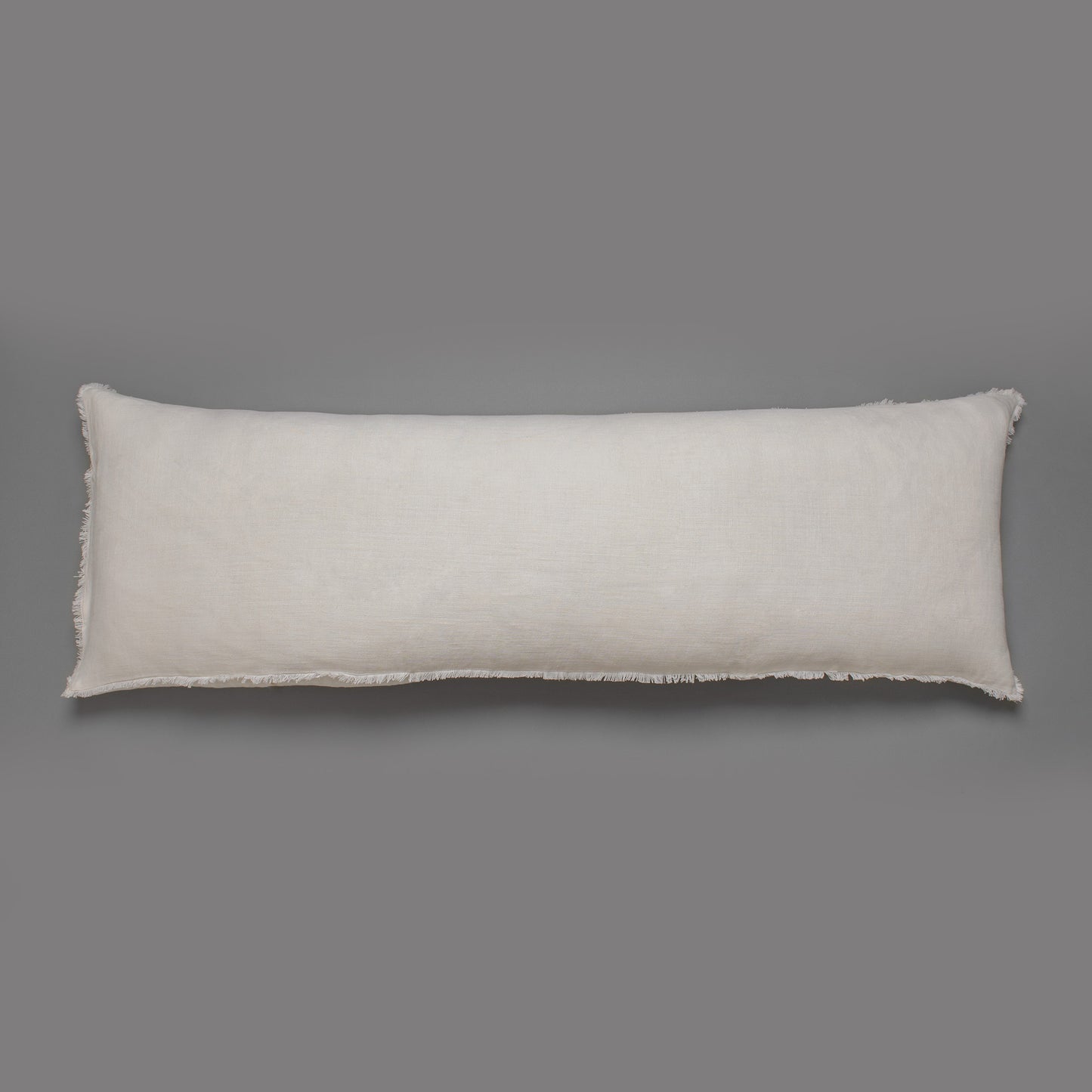 Frayed Edge Linen Body Pillow in White