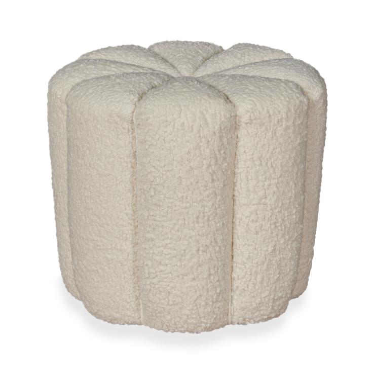 Petal Ottoman in Off-White Boucle