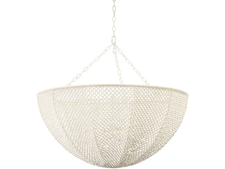 Coco Bead and Hand-Sewn Wood Chandelier