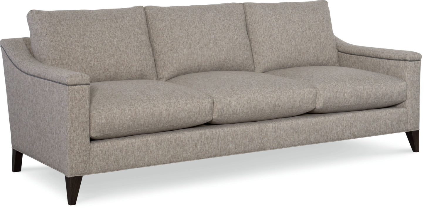 Long Sofa in Cobblestone Fog with Contrast Arm Welt
