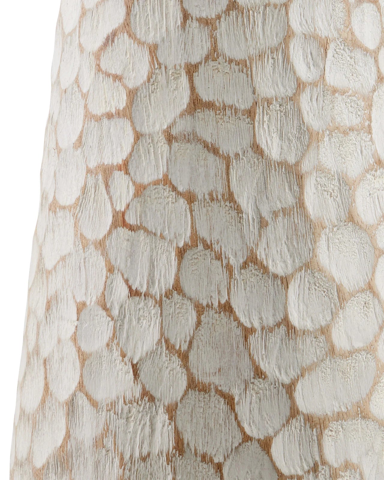Hand Carved White Washed Wood Floor Lamp