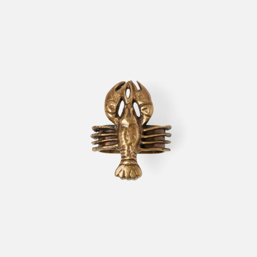 Antique Brass Lobster Napkin Rings, Set of 4