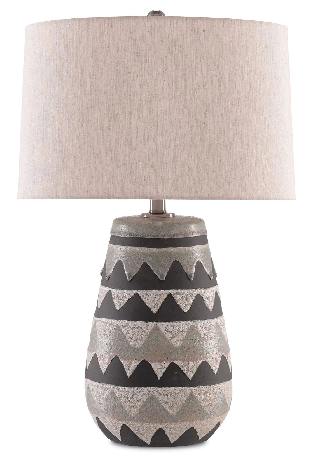 Glazed Triangles Lamp with Oatmeal Linen Shade