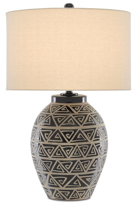 Terracotta + Glossy Black Glazed Himba Lamp