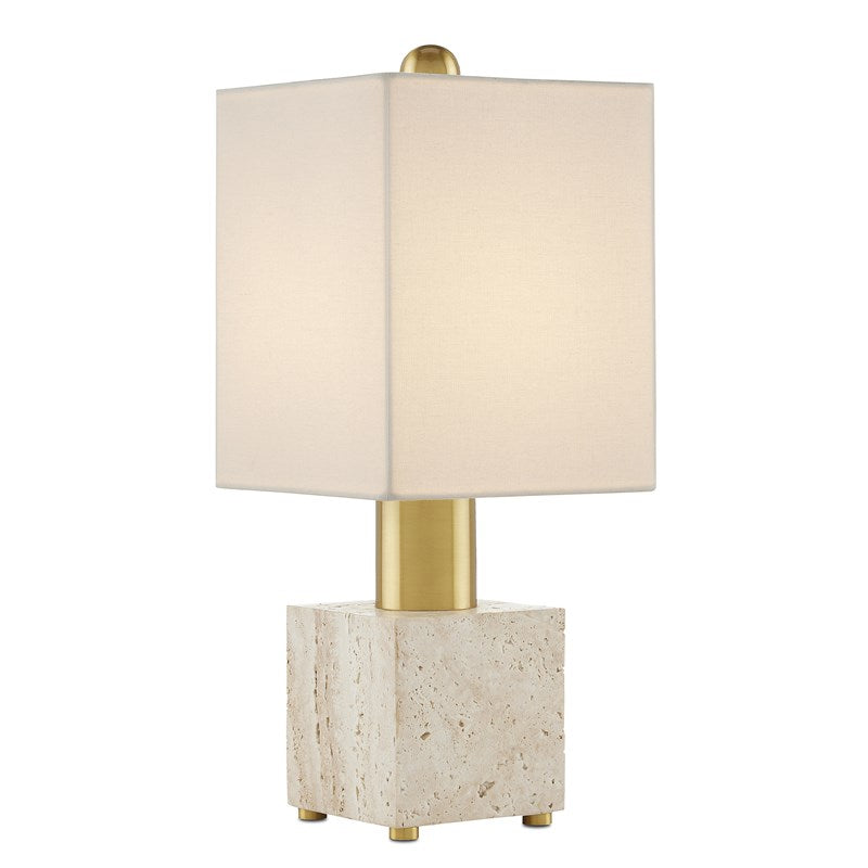 Travertine Table Lamp w/ Shade