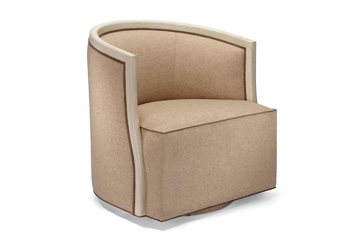 Exposed Wood Trim Swivel Chair