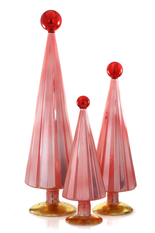 Glass Pleated Christmas Tree, Pink