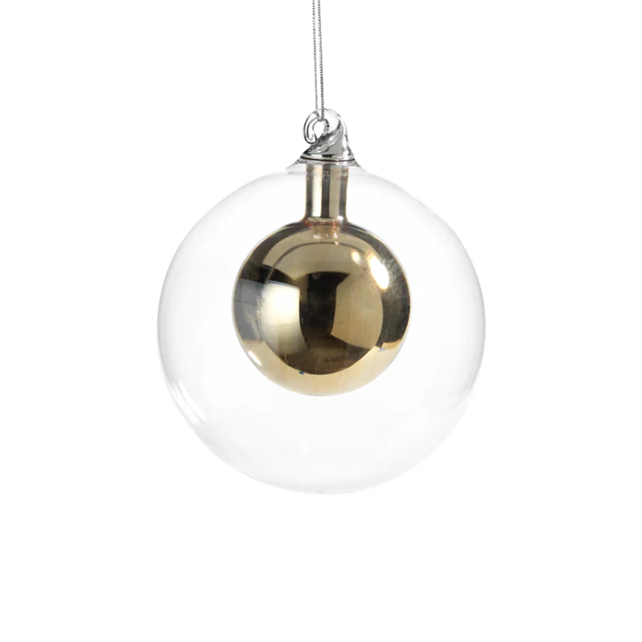 Double Glass and Gold Round Ornament