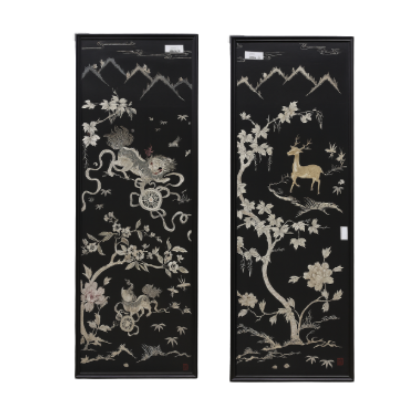 Pair of Chinese Woven Silk Panels, 1880