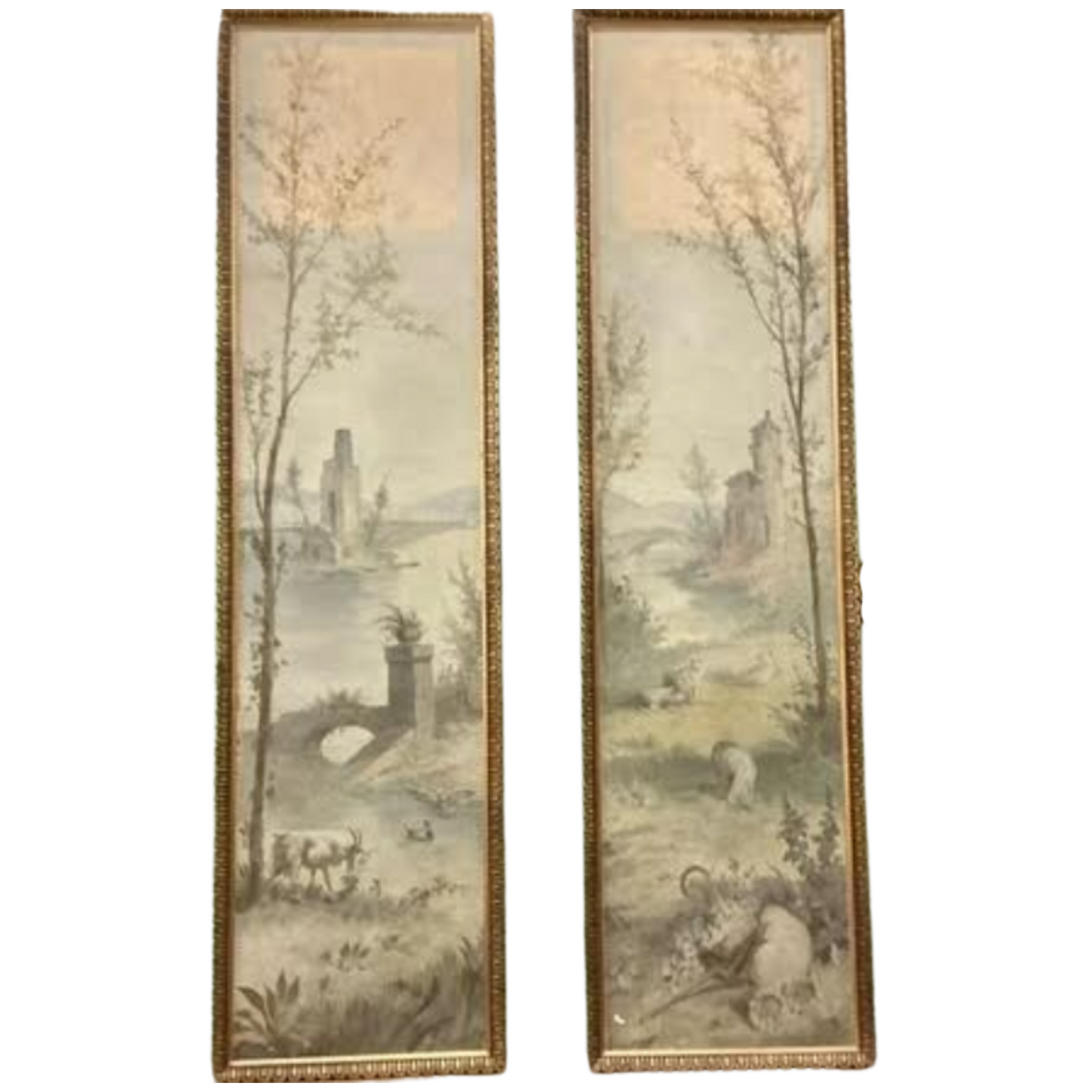 Pair of Classical Landscape Painted on Canvas, Framed C. 1880's