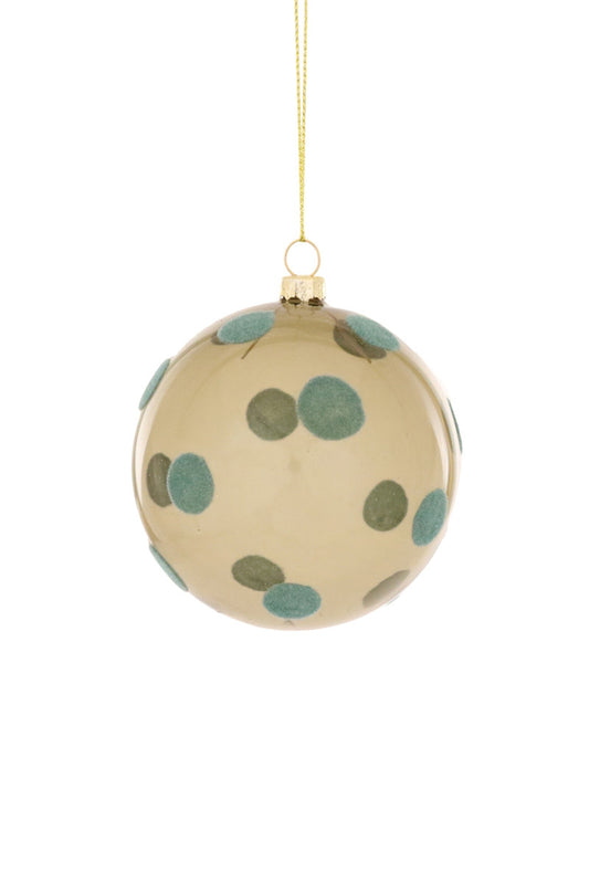 Glass Ball Ornament with Pine Polkadots, Large