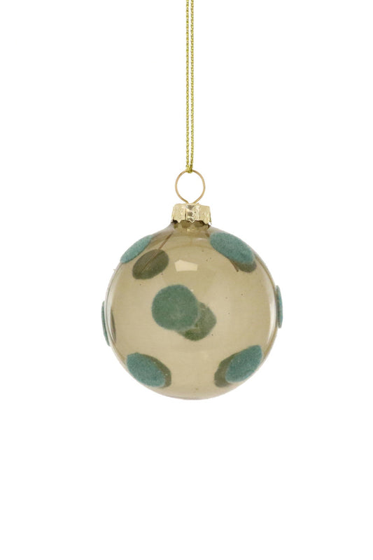 Glass Ball Ornament with Pine Polkadots, Small