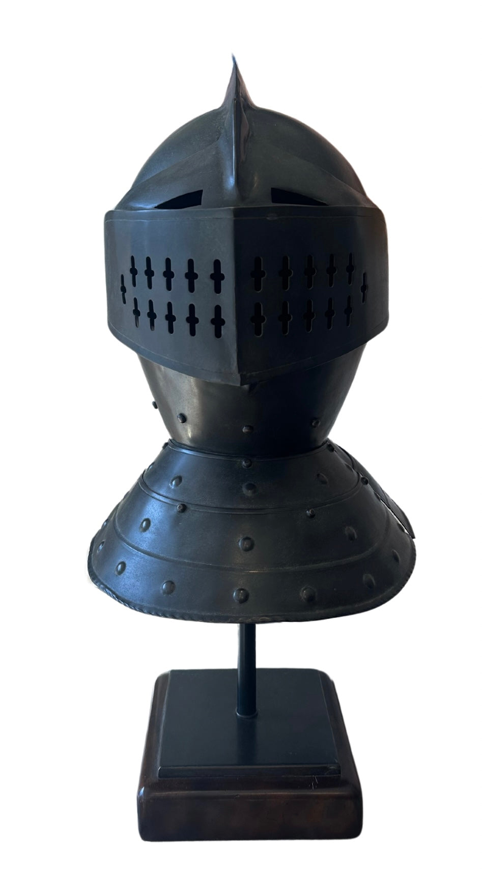 Knight's Helmet on Stand with Walnut Base