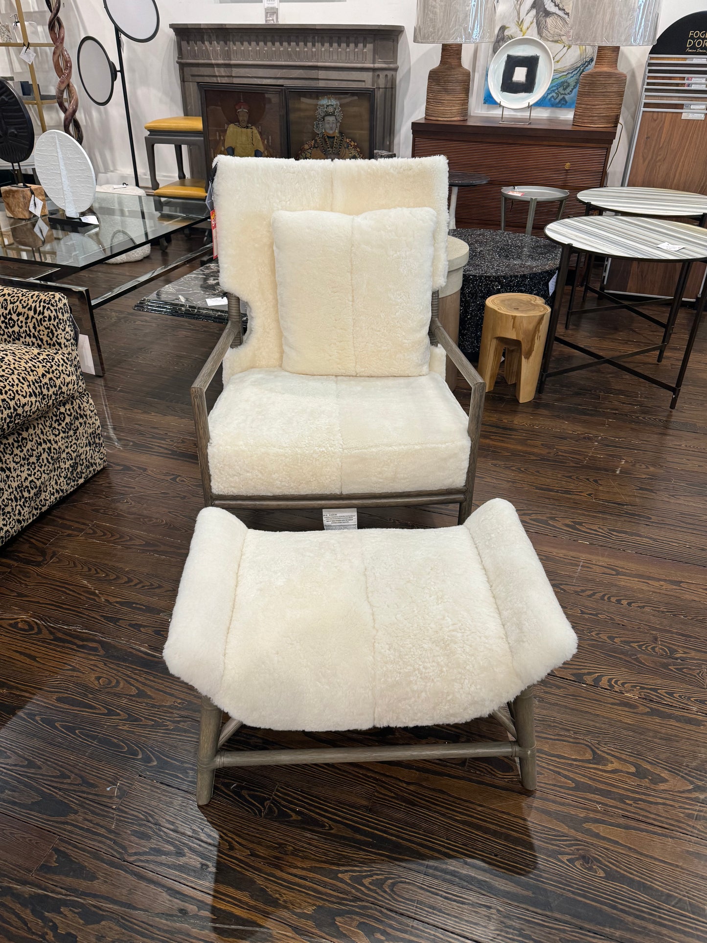 Shearling Ottoman in Matte Mineral Finish