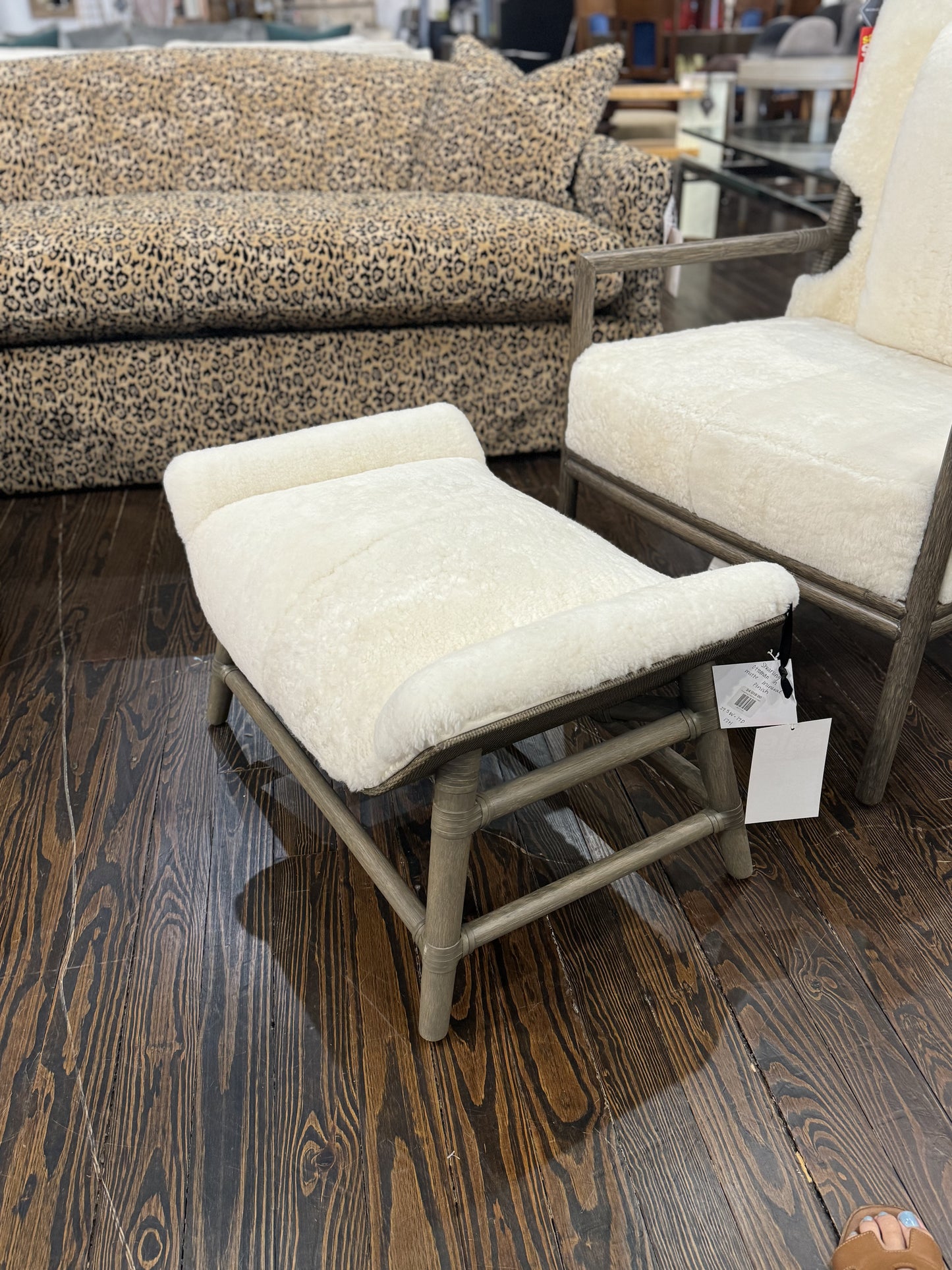Shearling Ottoman in Matte Mineral Finish