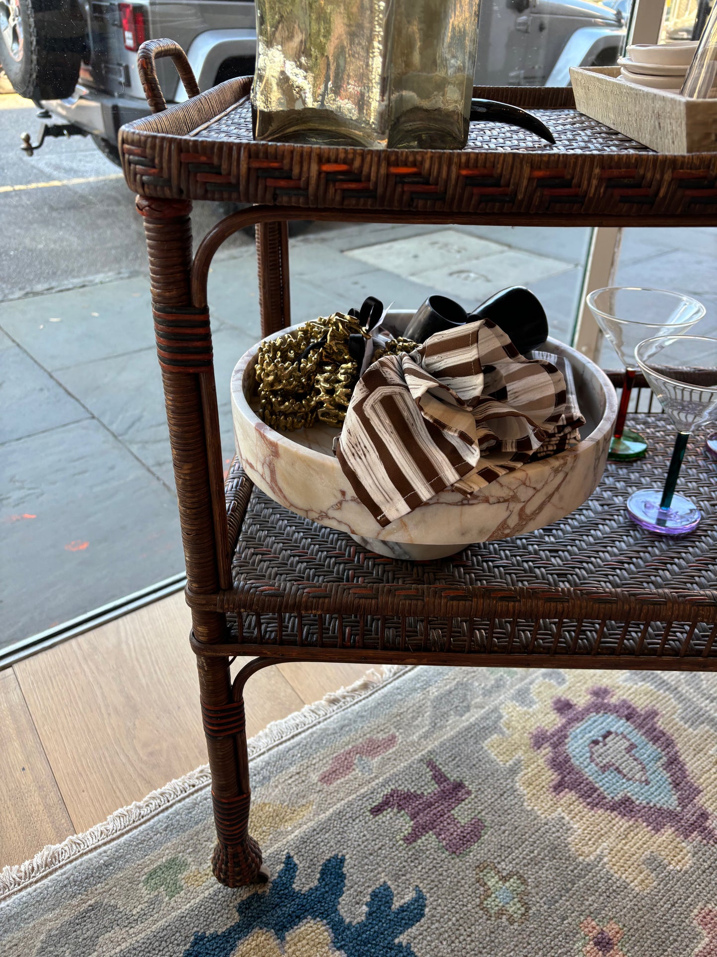 Vintage Wicker Barcart on Wheels