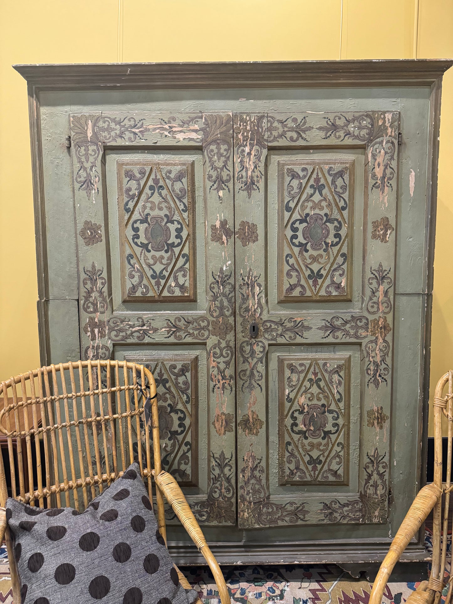 Green Hand Painted Armoire c. 1680