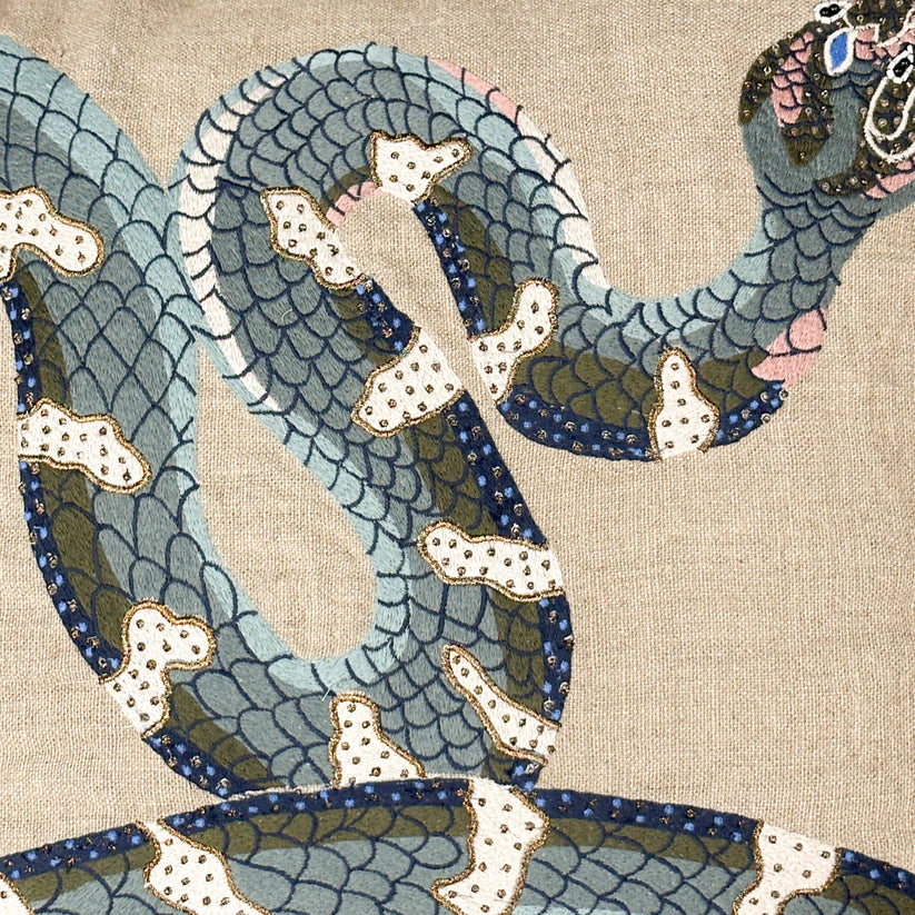 Slithering Snake Linen Pillow