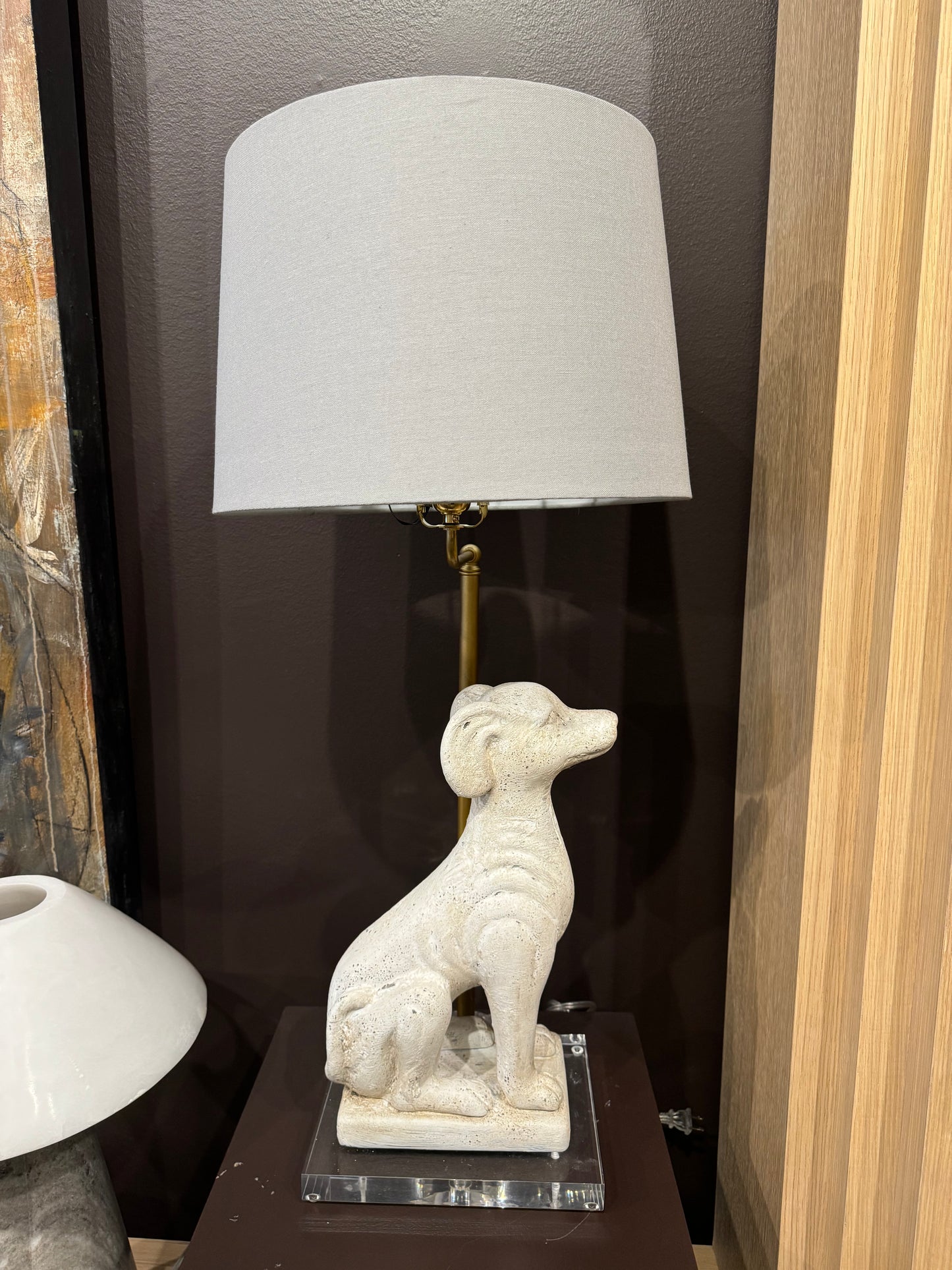 Stone Puppy Lamp on Acrylic Base