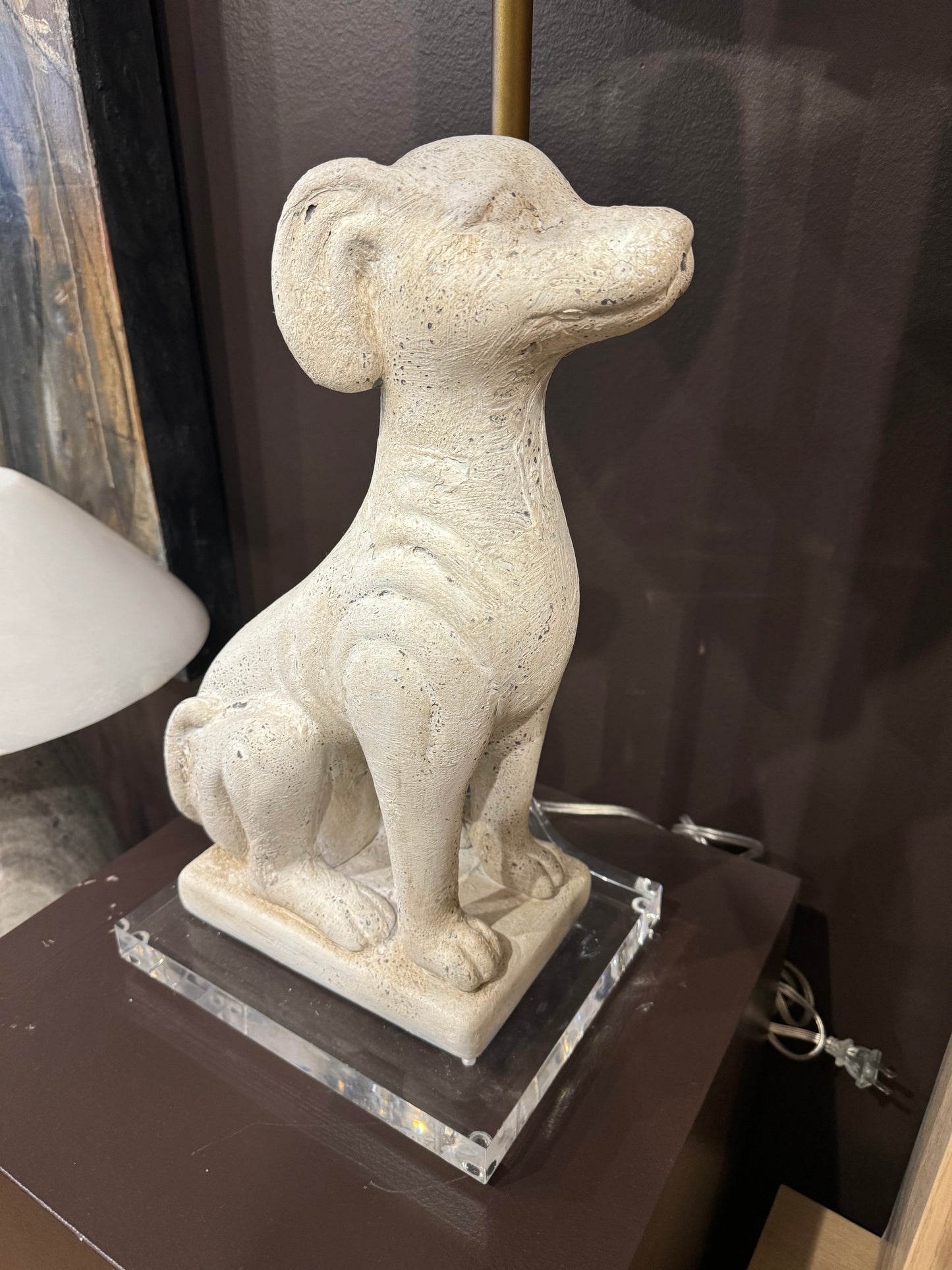 Stone Puppy Lamp on Acrylic Base