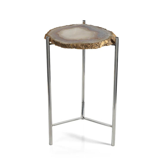 Natural Agate on Chrome Base Spot Table