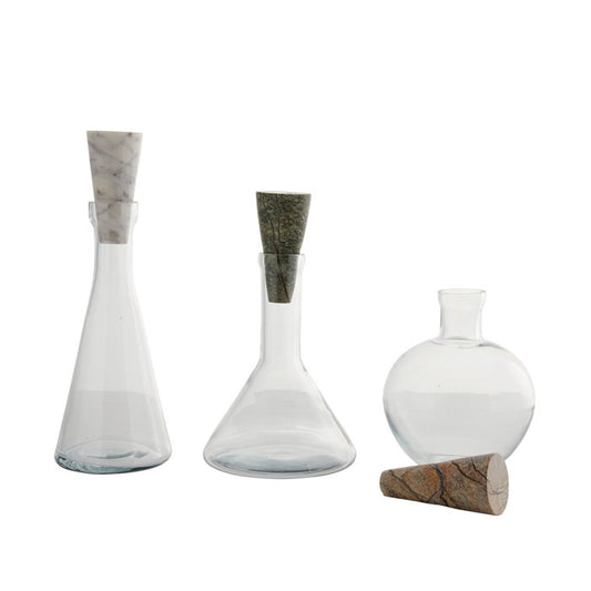 Glass Decanter W/ Marble Stopper
