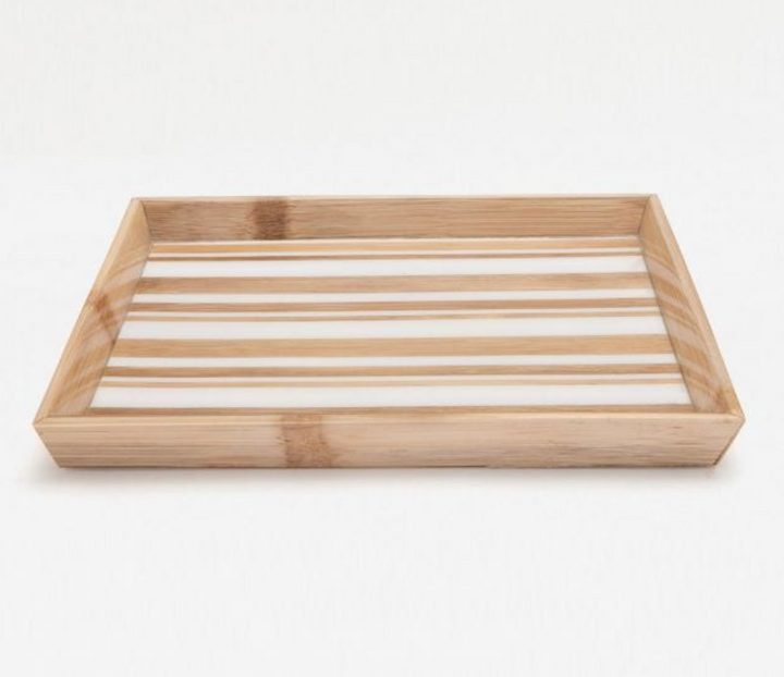 Bamboo + Resin Stripe Bath Tray, Large