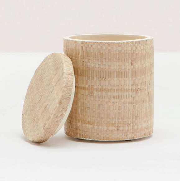 Narrow Canister, Hand-Woven Raffia