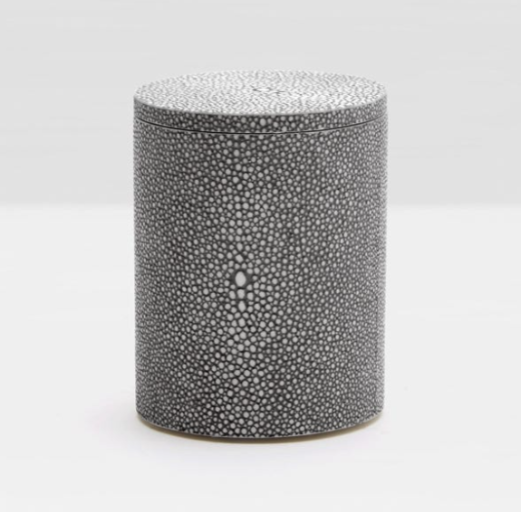 Narrow Round Canister, Cool Gray Faux Shagreen