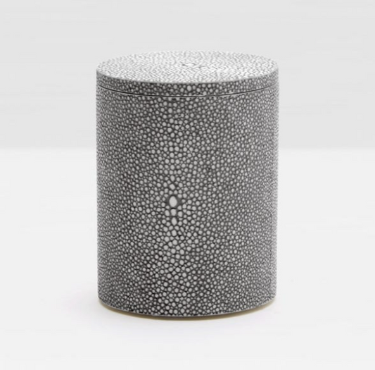 Narrow Round Canister, Cool Gray Faux Shagreen