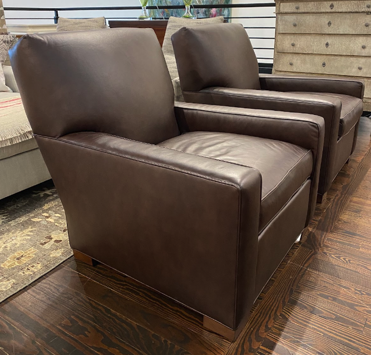 Square Arm Lounge Chair in Java Leather with Block Feet