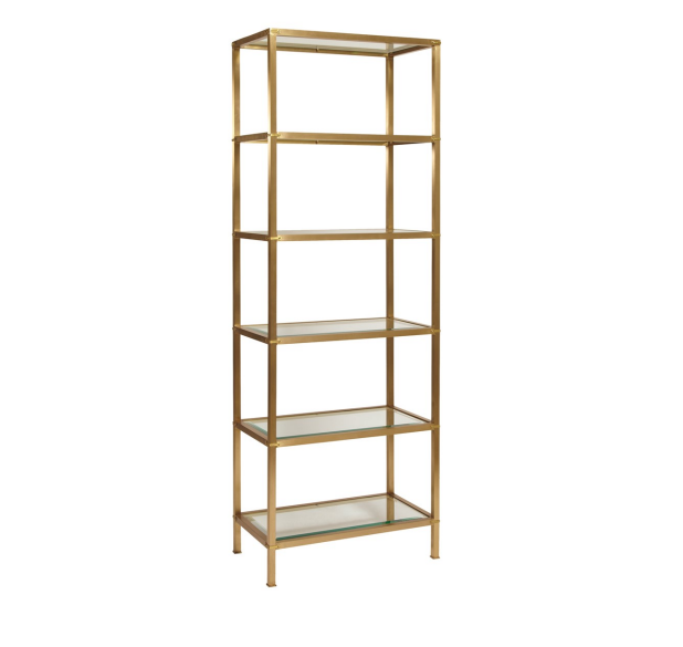 Small Etagere in Brass with Clear Glass Shelves