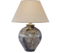 Brown + Black Urn Lamp with a Tapered Shade