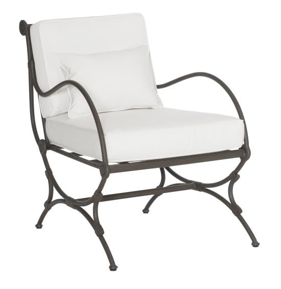 Cast Aluminum Chair with Blue and White Stripes