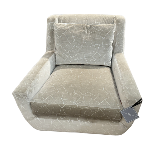 Verve Lounge Chair in Punched Taupe Velvet + Brass Base