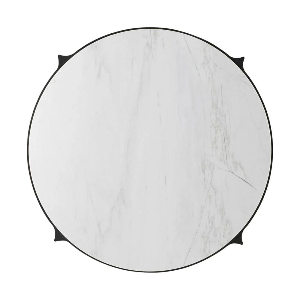 Round Marble and Black Cocktail Table