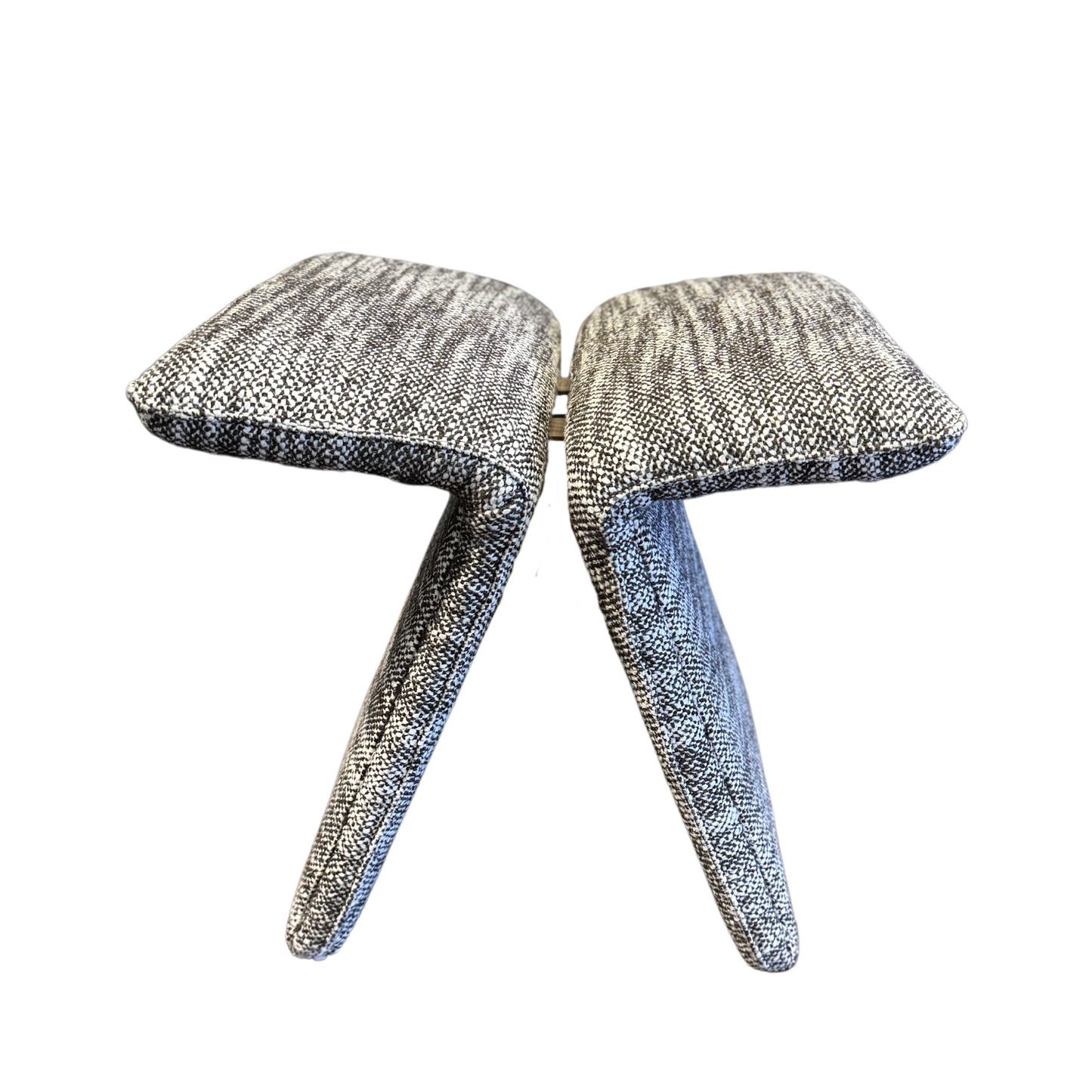 Upholstered Butterfly Stool in Chunky Black + White Woven