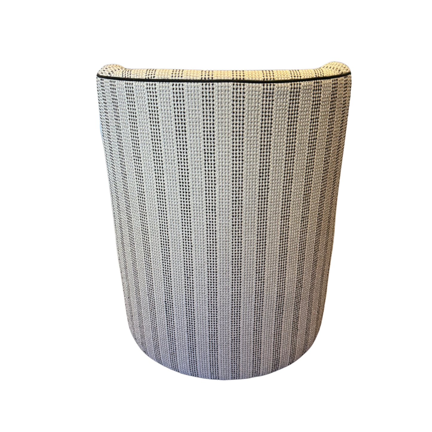 Barrel Chair on Casters in Gray Dotty Woven Stripe