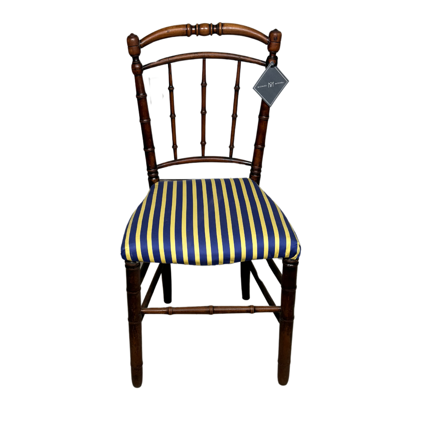 Antique Napoleon Chairs with Yellow and Blue Upholstering c1880's, Pair