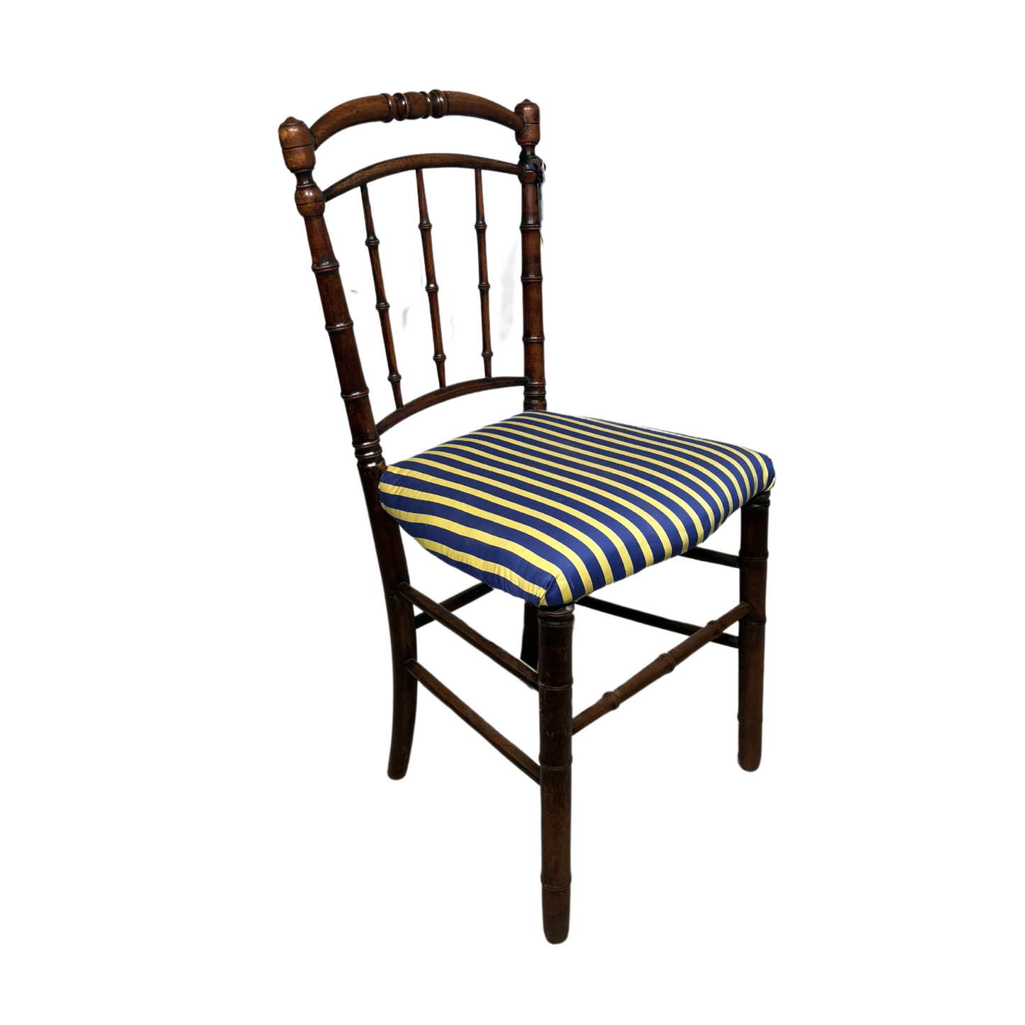 Antique Napoleon Chairs with Yellow and Blue Upholstering c1880's, Pair