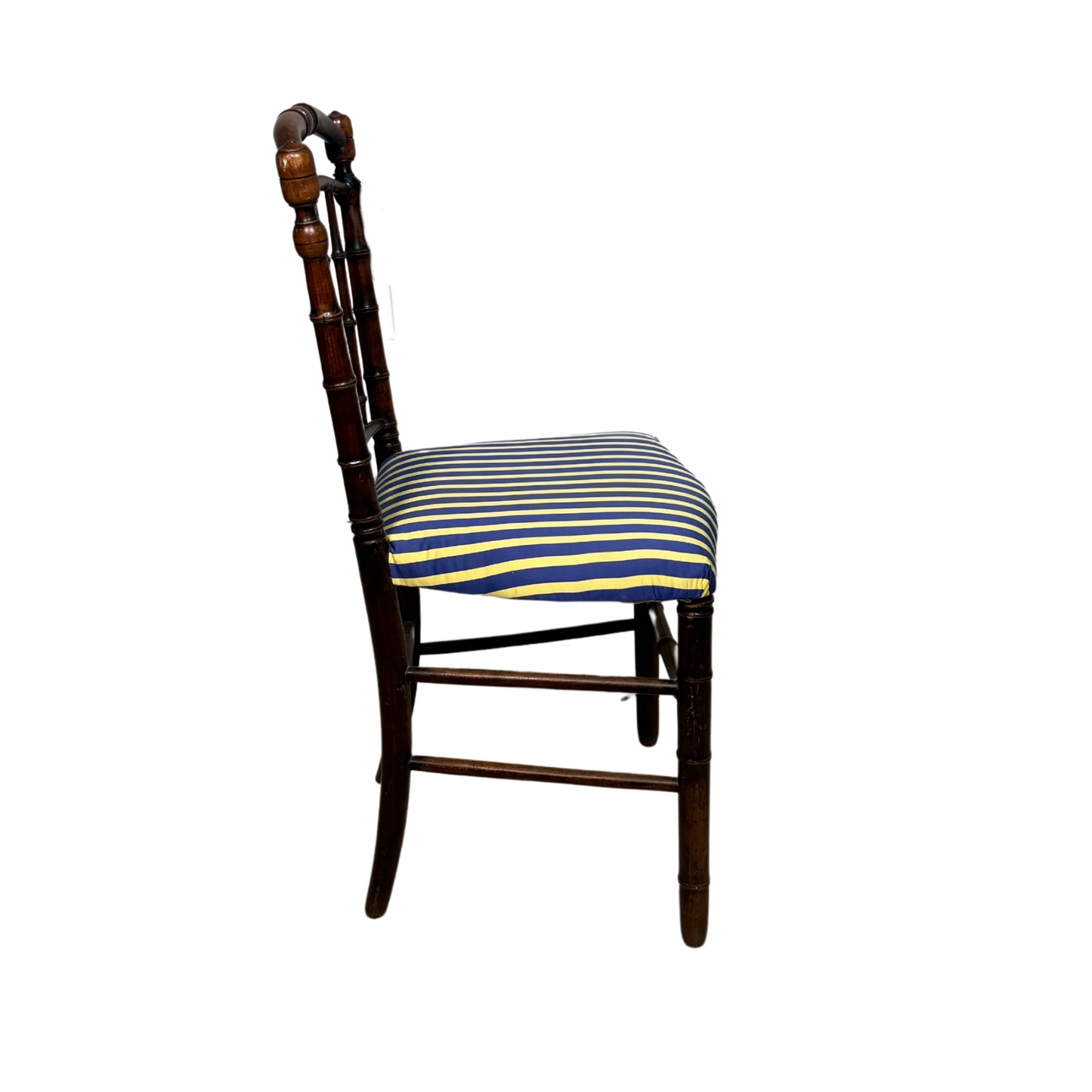 Antique Napoleon Chairs with Yellow and Blue Upholstering c1880's, Pair