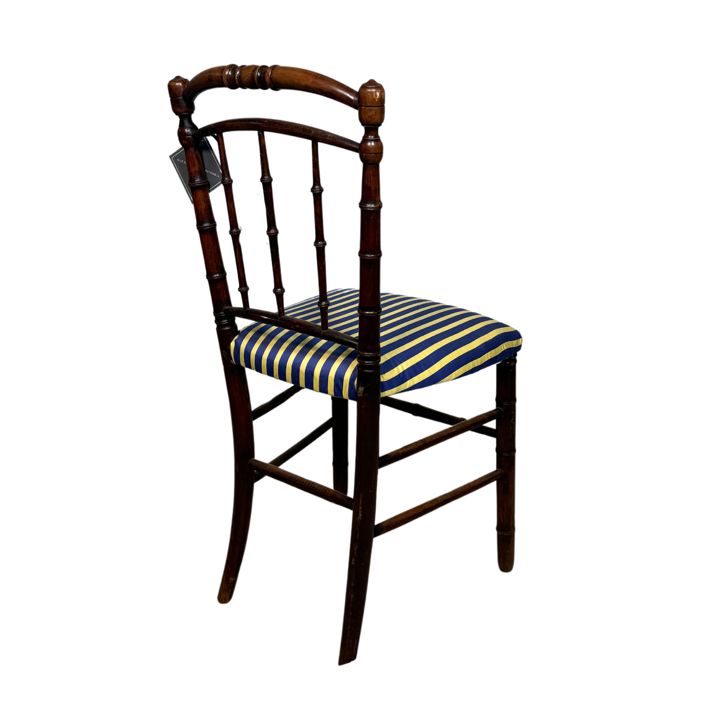 Antique Napoleon Chairs with Yellow and Blue Upholstering c1880's, Pair