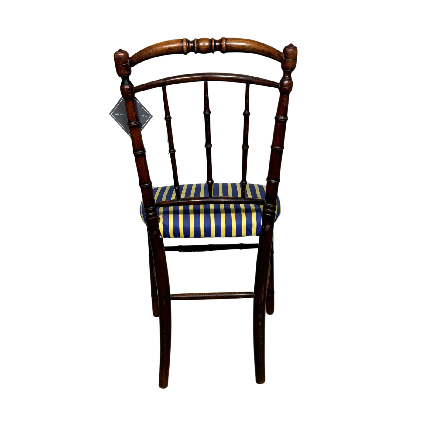 Antique Napoleon Chairs with Yellow and Blue Upholstering c1880's, Pair