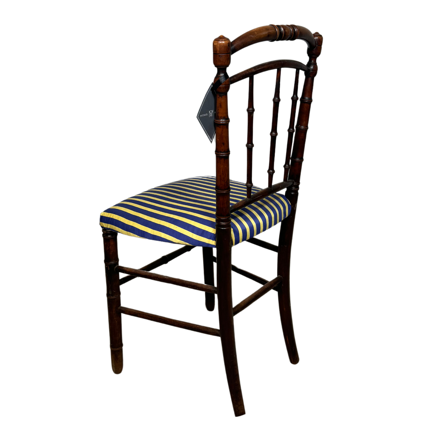 Antique Napoleon Chairs with Yellow and Blue Upholstering c1880's, Pair