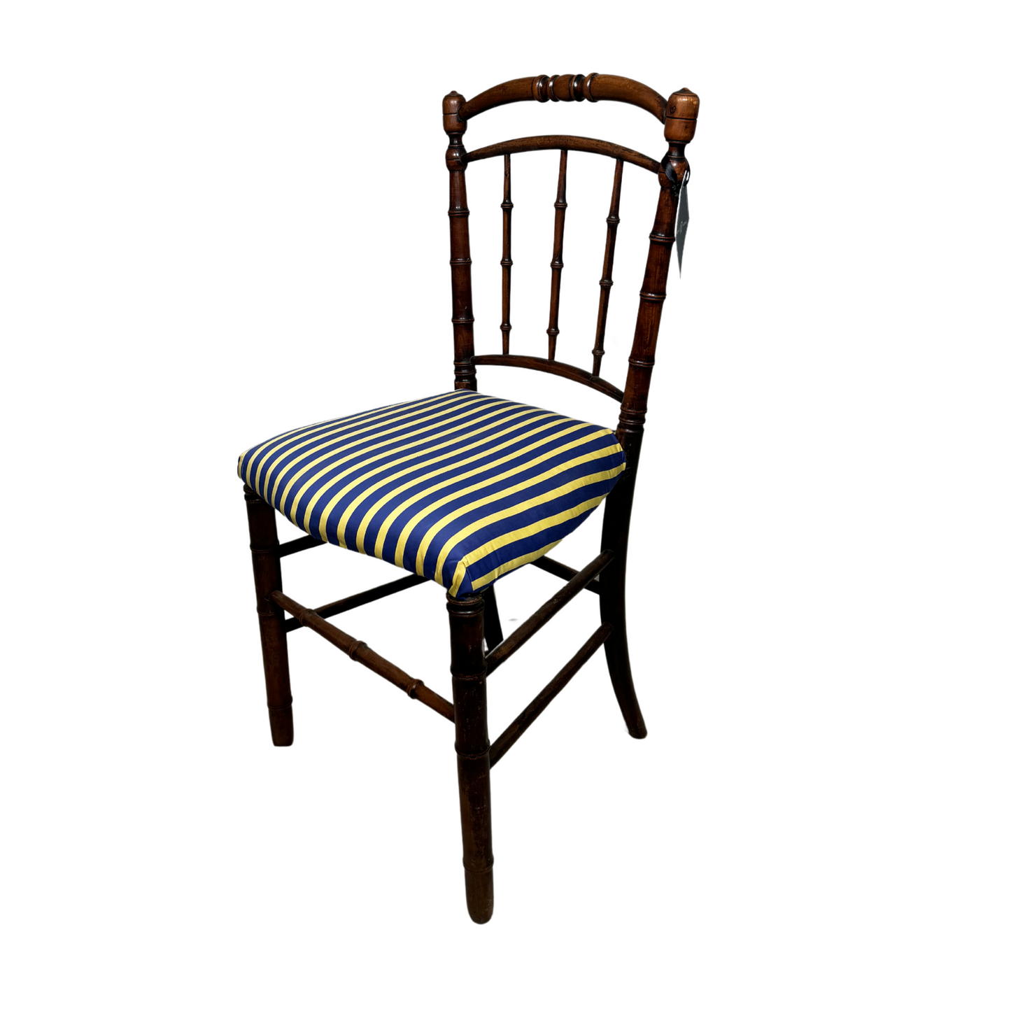 Antique Napoleon Chairs with Yellow and Blue Upholstering c1880's, Pair